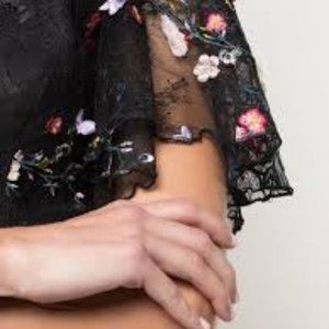 Black thin sweater shirt with sheer sleeves